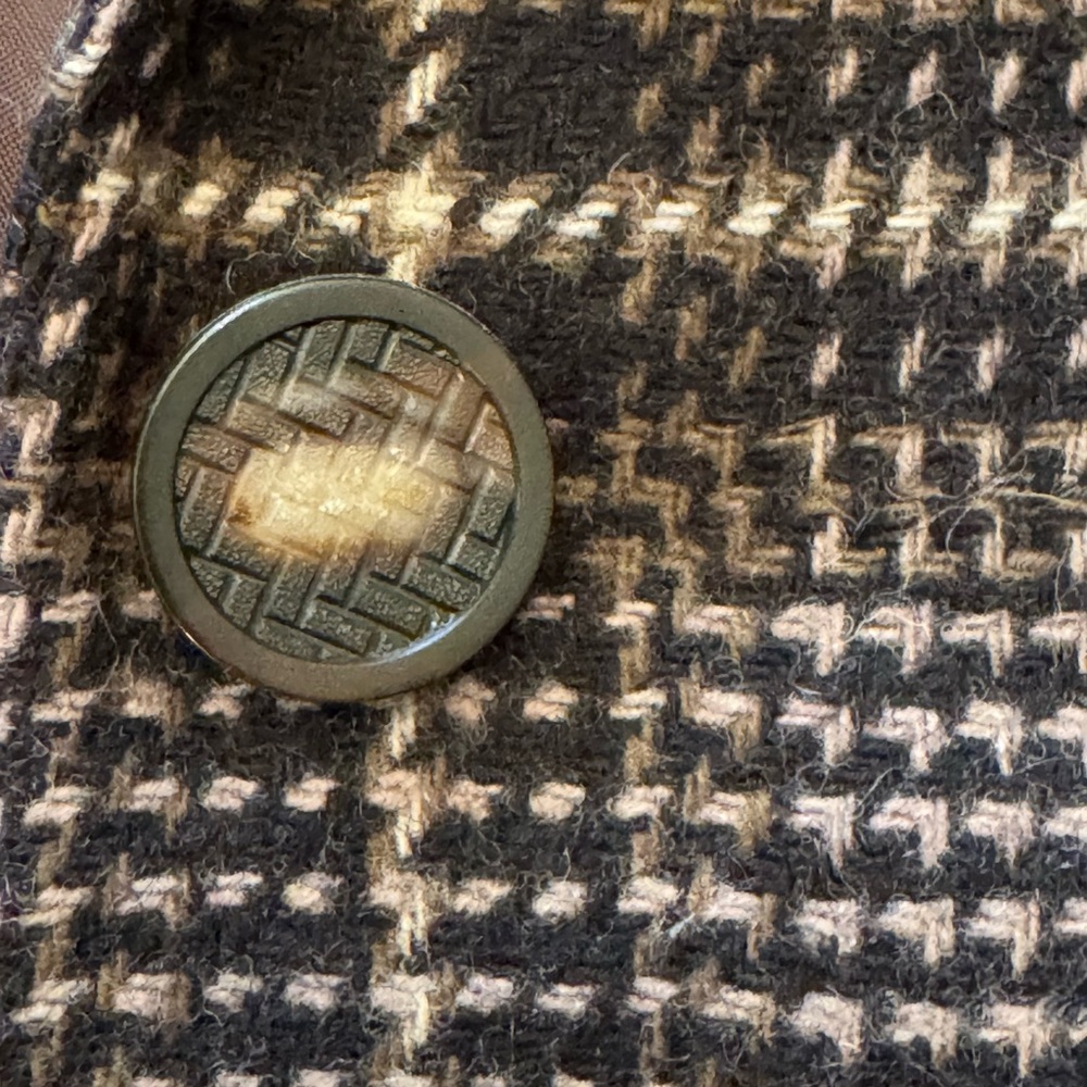 Plaid Blazer Leather Suede Collar Medium Wool blend Academia Preppy - Picture 6 of 11